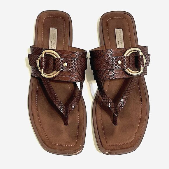 Stella McCartney Faux Snakeskin T-strap Sandals Size 10 IT 40